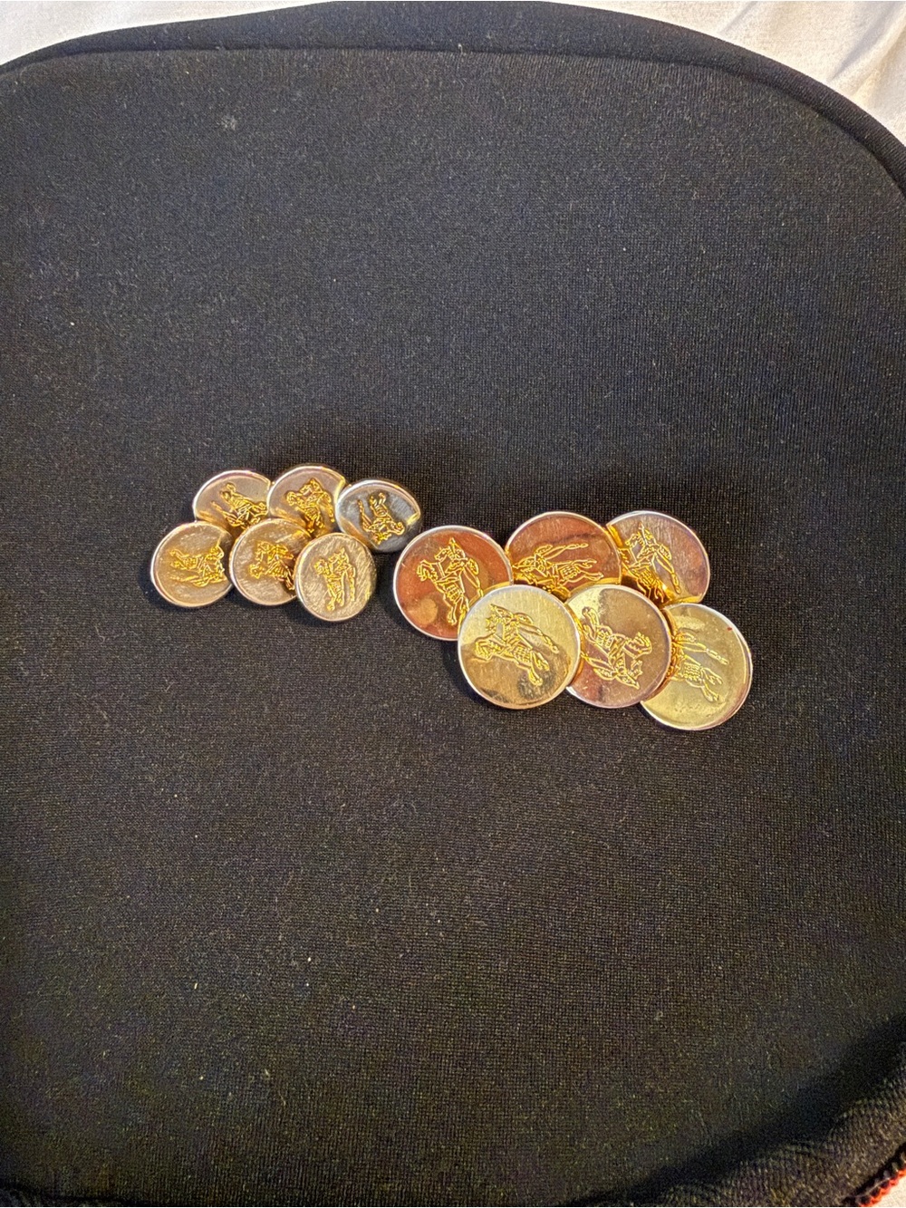 Burberry London Set Of 12 Gold Toned Buttons 2 Sizes For Blazer